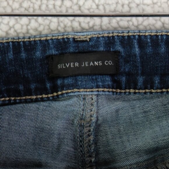 Silver Jeans Mens 30X30 Blue Allan Classic Fit Slim Straight Stone Wash Whiskers - Picture 9 of 13